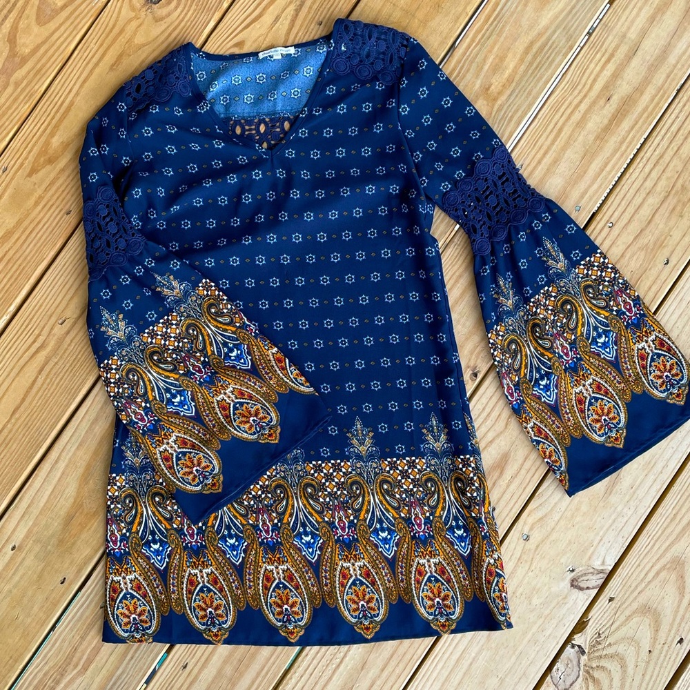 Bell Sleeve - Long Sleeve Mini Dress!